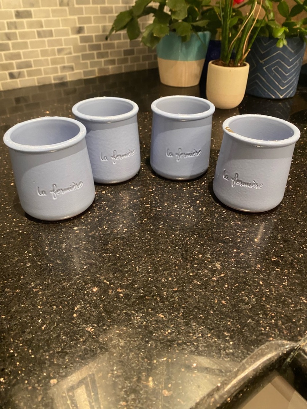 La Fermiere Yogurt Pots Sky Blue French Cermer Made Yogurt Cups (4)